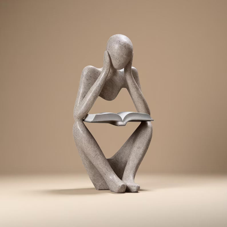 Abstract Thinker with Book Sandstone Sculpture